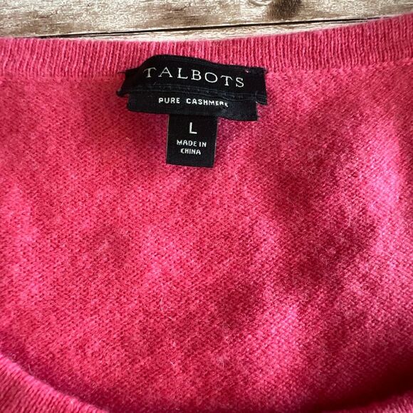 TALBOTS 100% Cashmere Sweater Large Pink Jumper Soft Lightweight Quiet Luxury - Picture 3 of 10